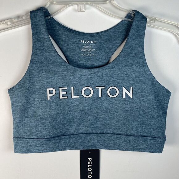 Peloton Womens Small Teal Heathered Strappy‎ Bra Sports Bra Not Padded NWT - Picture 1 of 4